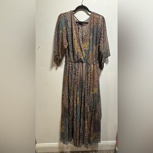 Patchwork Paisley Maxi Dress in Brown and Tan